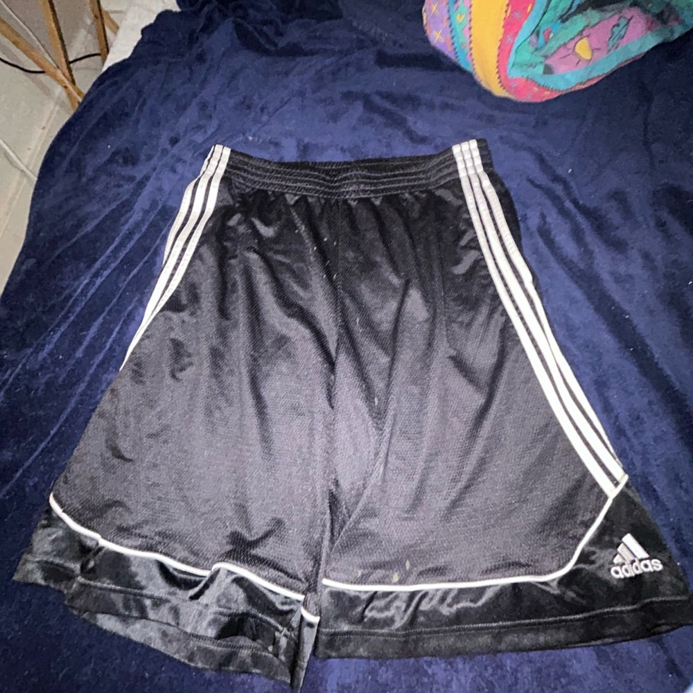 Adidas 2XL Black Basketball Shorts w/ 3 White Stripes